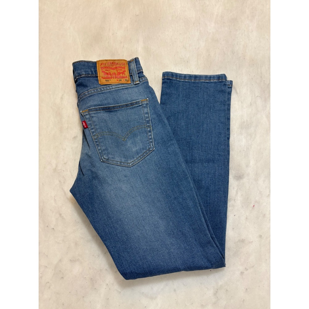 Levis 511 Slim Fit Mens Jeans W30 L32 Medium Wash Blue Stretch Denim 04511-2391